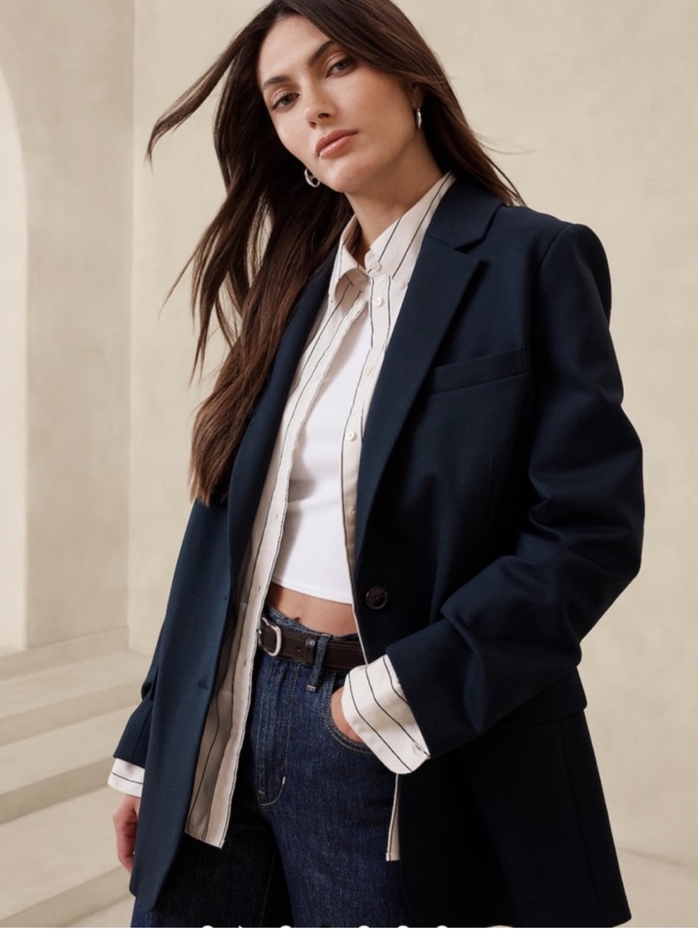 (navy blue) Banana Republic Relaxed Everywhere ponte blazer
